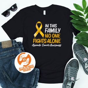 Appendix Cancer Support T-Shirt - Amber Ribbon August Awareness Month