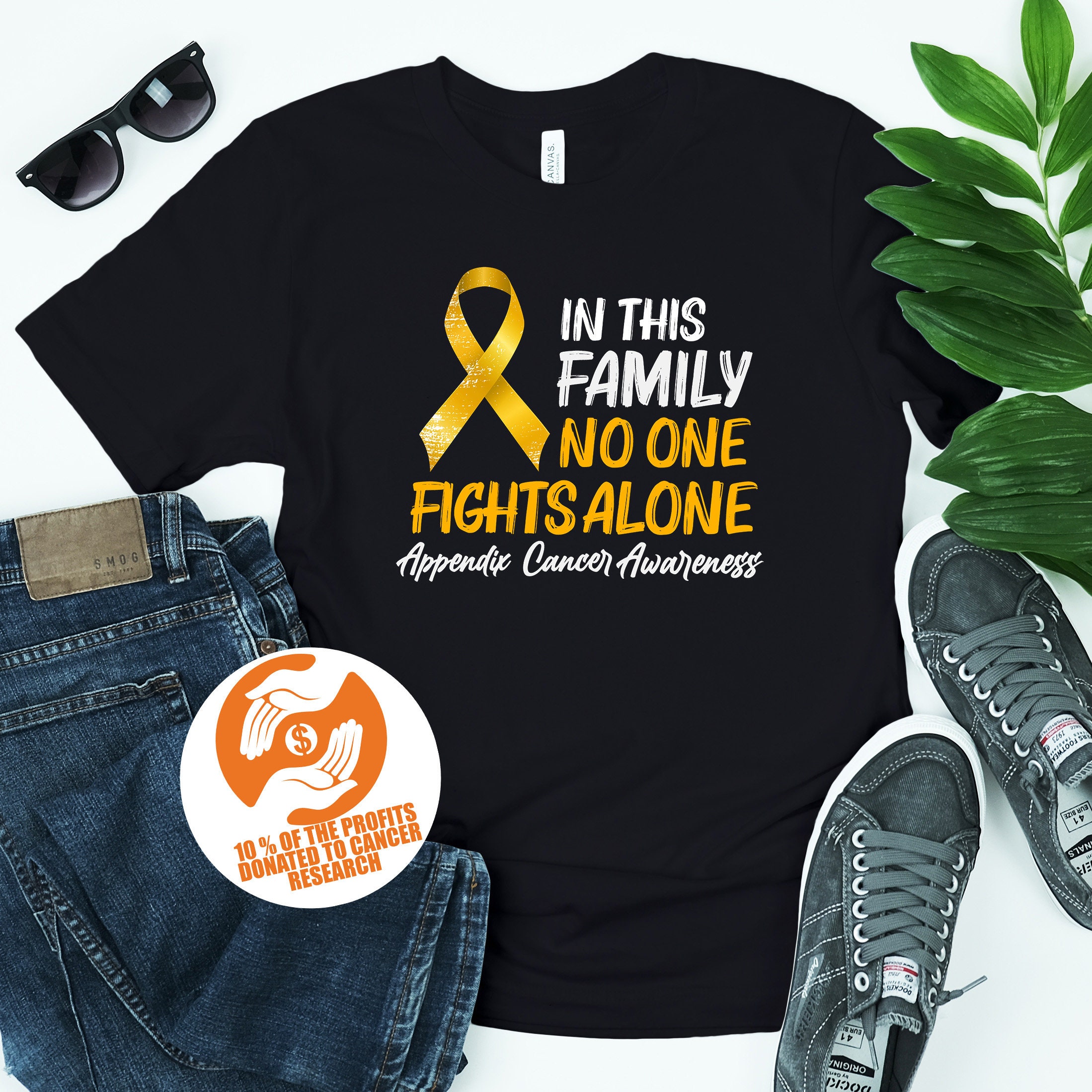 Appendix Cancer Support T-shirt - Amber Ribbon August Awareness Month ...