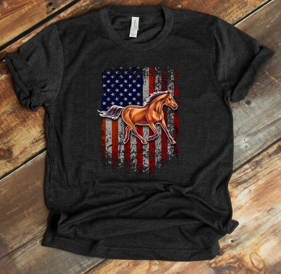 Patriotic Horse Shirt American Flag T 