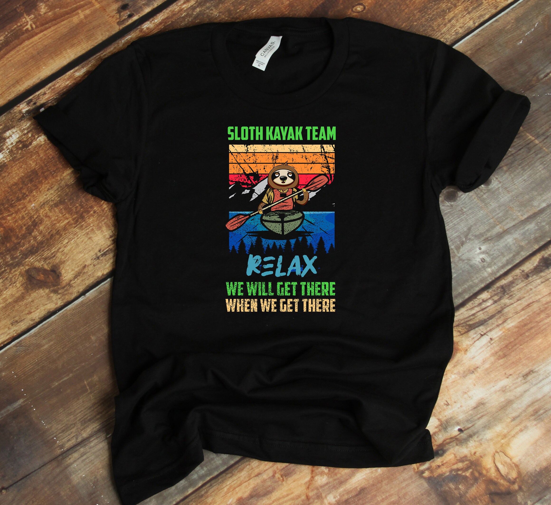 Sloth Kayak Team T-shirt Slow Kayaking Retro Funny Sloth Shirt