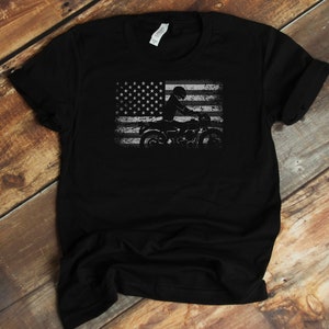 Motorcycle Rider T-Shirt - American Flag Patriotic Biker Motorcycling