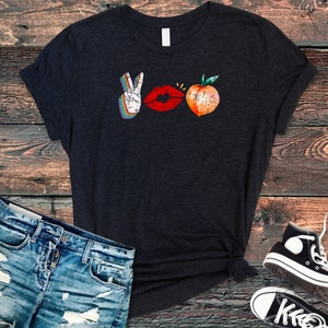 Sarcasm T-Shirt - Peach Butt Kiss My Ass Peace Sign Funny Peach Emoji