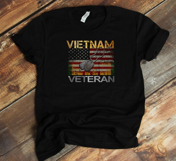 Vietnam Veteran Distressed American Flag T-Shirt Yellow Vietnam Veteran Distressed American Flag T-Shirt Yellow
