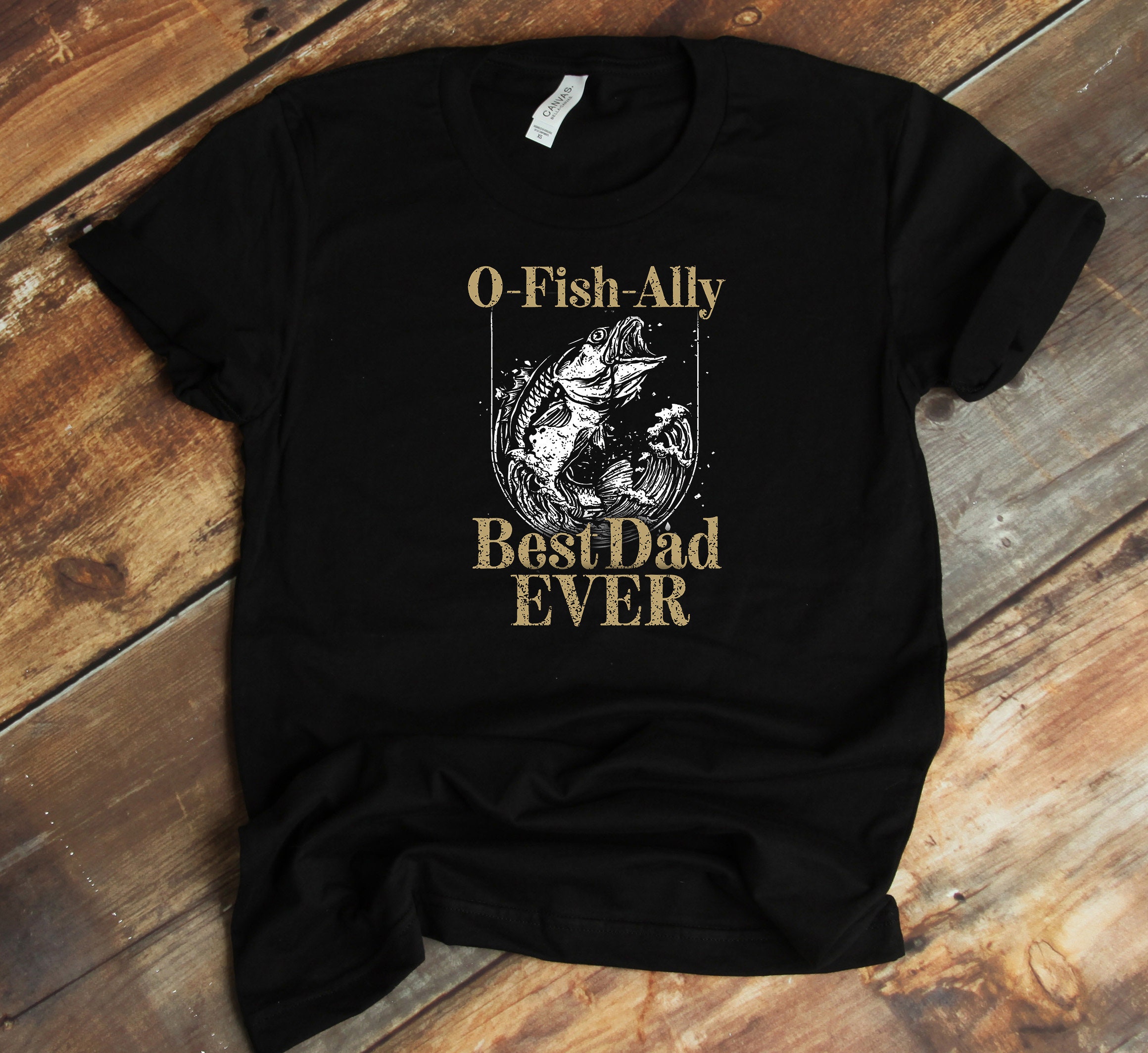 Fisherman Gift T-shirt O-fish-ally Best Dad Ever Vintage Fishing Funny  Father's Day Gift 