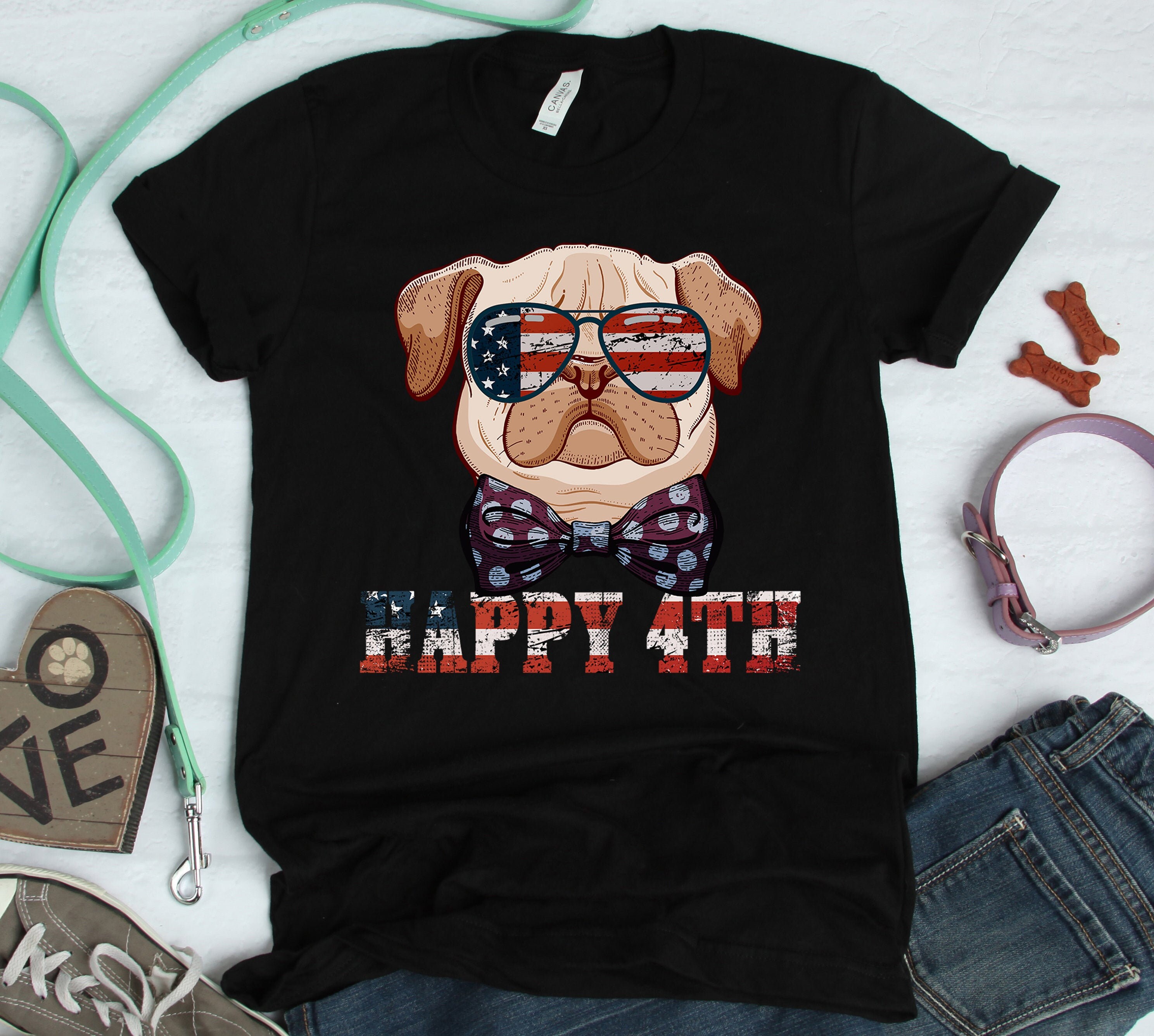 pug 4th of july shirt