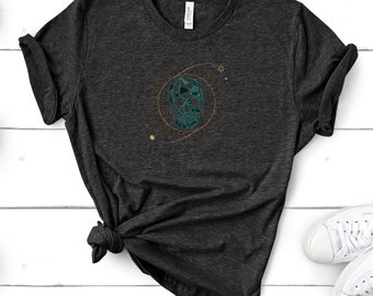 Celestial Skull T-Shirt - Skull Lover Minimalist Geometric Goth Aesthetic