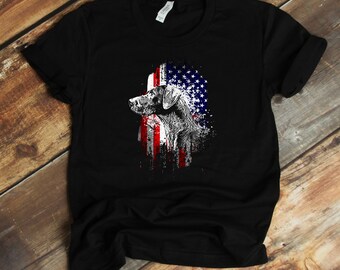 Patriotic German Shorthaired Pointers T-Shirt - GSP - US Flag - Dog Lover
