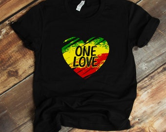 One Love Shirt, Jamaican T-Shirt, Heart Love, Happiness, Tank-Top, Hoodie, Jamaica Flag