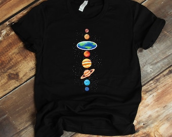 Flat Earth Conspiracy T-Shirt- Solar System Planets - Flat Earther