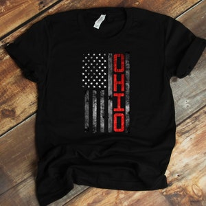 Ohio State Shirt, American Flag Tee, Gift For Ohioan, Ohio Lover, Distressed, Tank-top, Hoodie