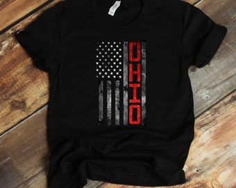 Ohio State Shirt, American Flag Tee, Gift For Ohioan, Ohio Lover, Distressed, Tank-top, Hoodie