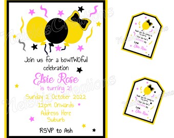 Personalised Emma Wiggle Inspired Invitations and Bag tags - printable, digital file only