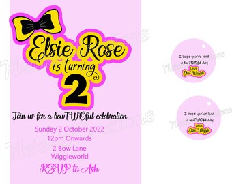 Personalised Emma Wiggle Inspired Invitations and Bag tags - printable, digital file only