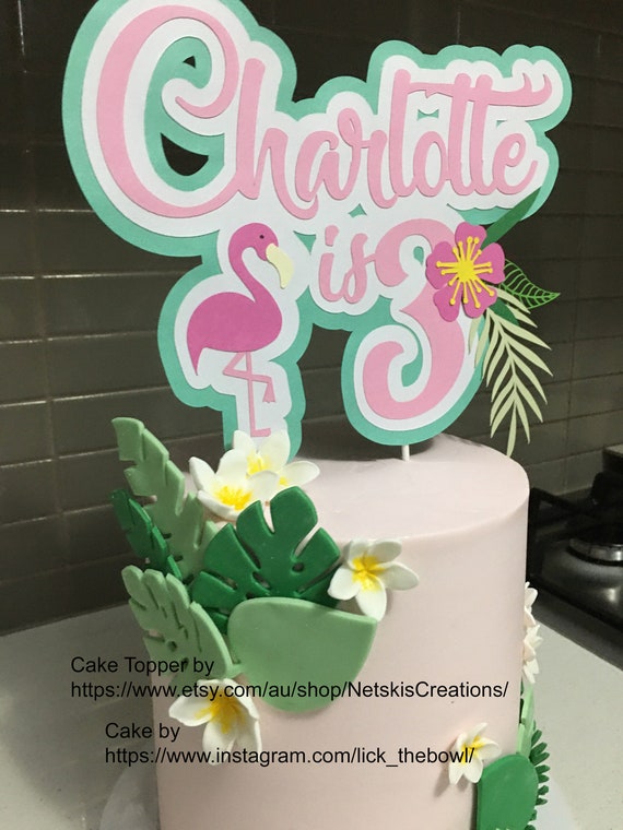 Birthday Cake Topper Hawaiian Tropical Theme Etsy