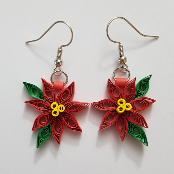 Quilled Poinsettia Earrings