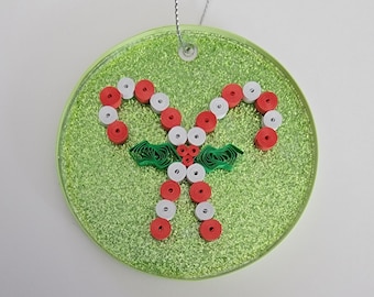 Quilled Candy Canes on Acrylic Ornament