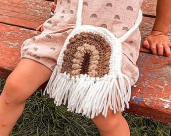 Boho Rainbow Purse, Rainbow Purse with Tassels, Small Bags for Kids, Crochet Yarn Cross Body Bags, Bohemian Bags and Purses, Gifts for Her