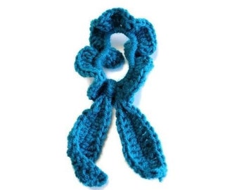 Crochet Yarn Scrunchie with Scarf, Top Knot Scrunchy with Tie, Bridesmaid Proposal, Hair Ribbons and Accessories, Mother&#39;s Day Gifts for Her