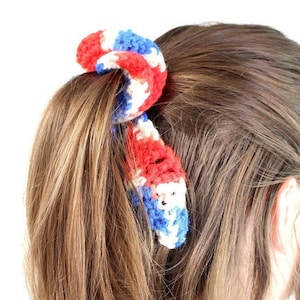 Patriotic Scrunchie with Scarf, Top Knot Scrunchy with Tie, Bridesmaid Proposal, Hair Ribbons and Accessories, Mother&#39;s Day Gifts for Her