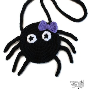 Sac à main araignée noire avec noeud, sac à main pour petite fille, petite pochette, sac d'animaux d'Halloween, idée cadeau pour les enfants, sacs effrayants pour les enfants