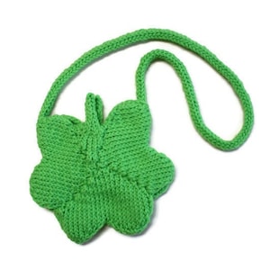 Porte-monnaie trèfle vert pour la Saint-Patrick, sacs tricotés, porte-monnaie petite fille, pochette petite feuille, trèfle porte-bonheur à quatre feuilles, idées cadeaux pour enfants