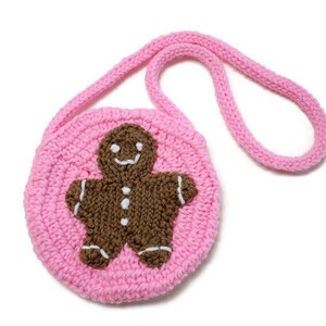 Monedero de ganchillo con hombre de jengibre, bolsos con temática navideña para niños, hombre de galletas en bolso, bolsos de invierno para niñas, ideas de regalos para ella