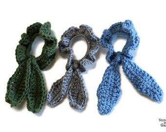 Crochet Yarn Scrunchie with Scarf, Top Knot Scrunchy with Tie, Bridesmaid Proposal, Hair Ribbons and Accessories, Mother&#39;s Day Gifts for Her