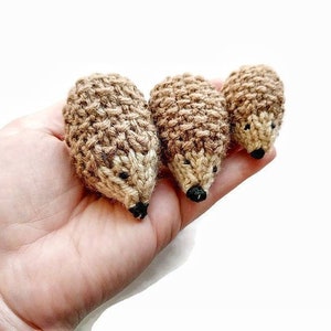 Mini Crochet Hedgehog Family, Knitted Yarn Gifts, Toys for Kids, Knit Animals, Stuffed Critters, Birthday Gift Ideas for Animal Lovers