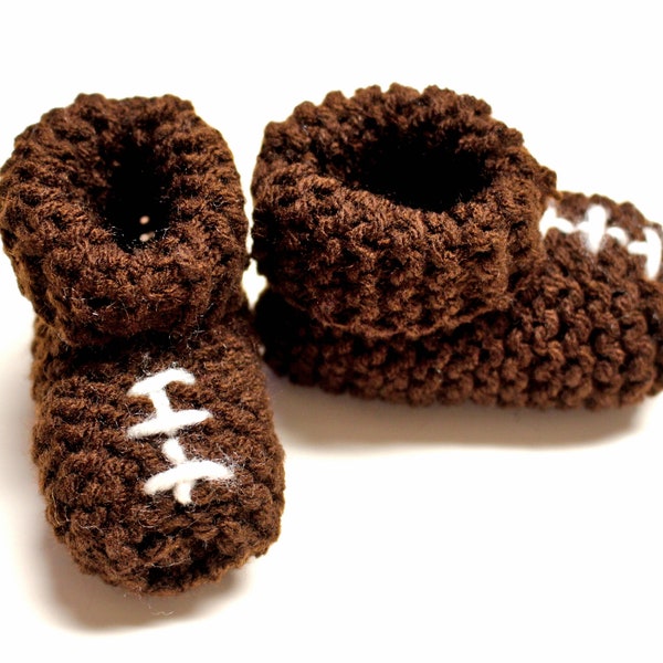 Knit Football Baby Shoes, Crochet Yarn Baby Socks, Baby Booties, Great Stocking Stuffers for Baby's First Christmas, Baby Shower Gift Ideas