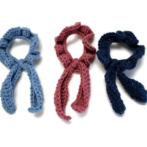 Crochet Yarn Scrunchie with Scarf, Top Knot Scrunchy with Tie, Bridesmaid Proposal, Hair Ribbons and Accessories, Mother&#39;s Day Gifts for Her