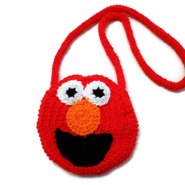 Crochet Red Monster Purse, Little Girl's Purse, Knit Small Animal Pouch, Gift Ideas for Kids, Fun Bag Purses for Kids, Make Believe Monsters