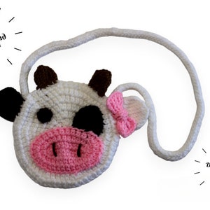 Holstein Cow Purse Crochet Knit Pattern, Yarn Bag Patterns, Crochet Animals Pattern, DIGITAL DOWNLOAD ONLY, Knitted Farm Animals Bags