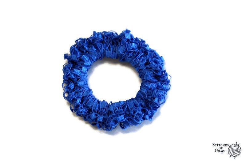 Crochet Yarn Royal Blue Scrunchie, Top Knot Scrunchy, Bridesmaid Proposal, Hair Ribbons and Accessories, Mother's Day Gift for Her