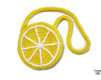 Yellow Lemon Slice Purse, Little Girl's Purse, Small Food Pouch, Citrus Fruit Themed Purse, Gift Ideas, Lemonade Stand Prop, Produce Bags