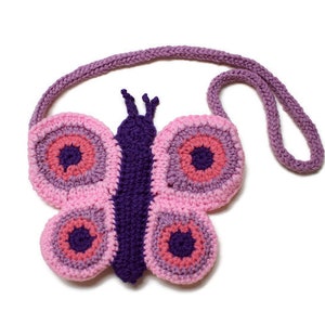 Porte-monnaie papillon, Sacs au crochet, Porte-monnaie petite fille, Petite pochette insecte, Sacs papillon féeriques, Idées cadeaux pour les enfants, Papillons pastel