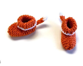 Knit Fox Baby Shoes with Tail, Great Stocking Stuffers for Baby's First Christmas, Baby Socks and Booties, Woodland Baby Shower Gift Idea