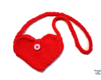 Crochet Heart Shaped Purse for Valentine&#39;s Day, Mini Heart Toddler Handbag Pouch, Be Mine Valentine&#39;s Day Gifts for Her, Small Yarn Bags