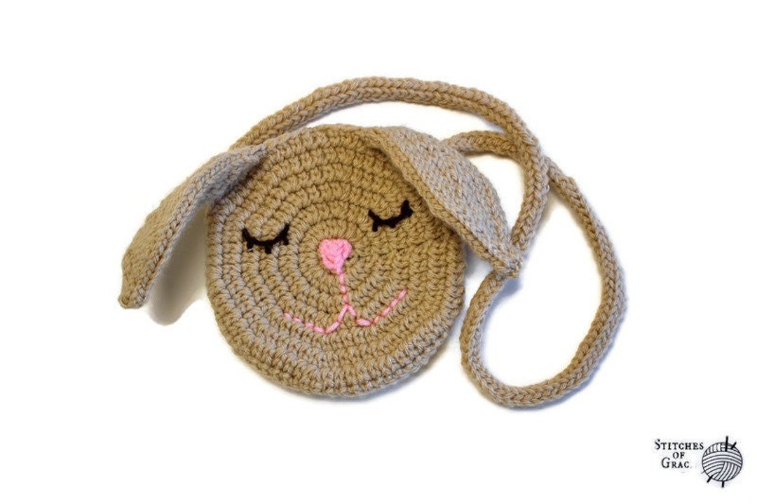Beige Bunny Rabbit Purse, Crochet Bags, Little Girl's Purse, Small ...
