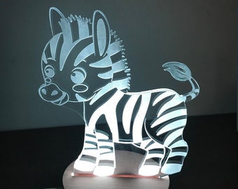 Personalized Night Light, Zebra Night Light, Kid's Night Light, Girl's Room, Boy's Room, Kid's Bedroom Décor