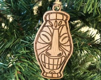 Wooden Christmas Ornament, Tiki Ornament, Hawaii Ornament