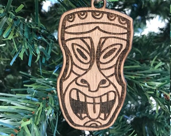 Wooden Christmas Ornament, Tiki Ornament, Hawaii Ornament