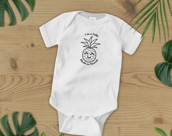 Body realizzato alle Hawaii, body carino con ananas, nato alle Hawaii, simpatico body da neonato