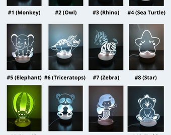 LED Slides, Children's Night Light, Acrylic LED SIides, Children's Animal Lights