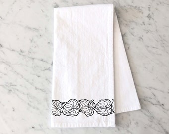 Anthrium Dish Towel, Flour Sack Towel, Decorated Dish Towels, Hawaii Decor