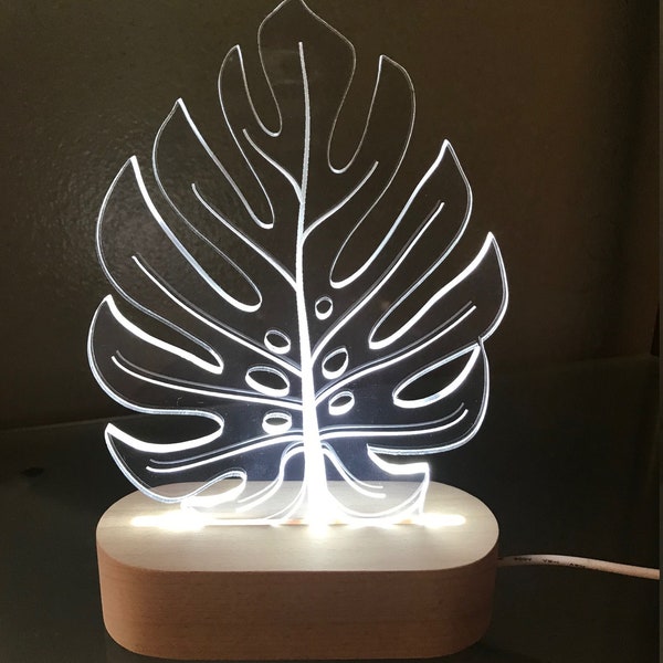 Personalized Night Light, Hawaii Night Light, Flower Night Light, Bedroom Décor, LED Light, Monstera LED, Home Decor