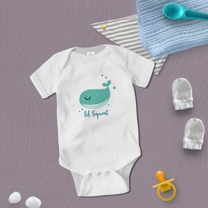 Lil Squirt Whale Bodysuit, Baby Whale, Cute Baby Bodysuit, Ocean Animals, Whale Bodysuit
