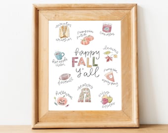 Happy Fall Y'all Printable, Fall Decor, Wall Art, Seasonal Decor, Fall Wall Art, Fall Print, Fall Favorite things
