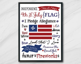 4th of July Printable, Patriotic Decor, Independence Day, Memorial Day, Patriotic Printable, Patriotic, Patriotism