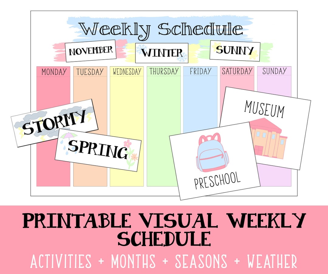 Kids Printable Visual Weekly Schedule, Kids Printable Calendar ...