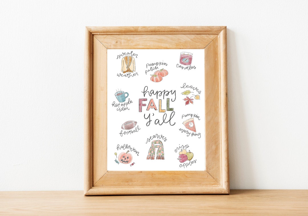Happy Fall Y'all Printable, Fall Decor, Wall Art, Seasonal Decor, Fall ...